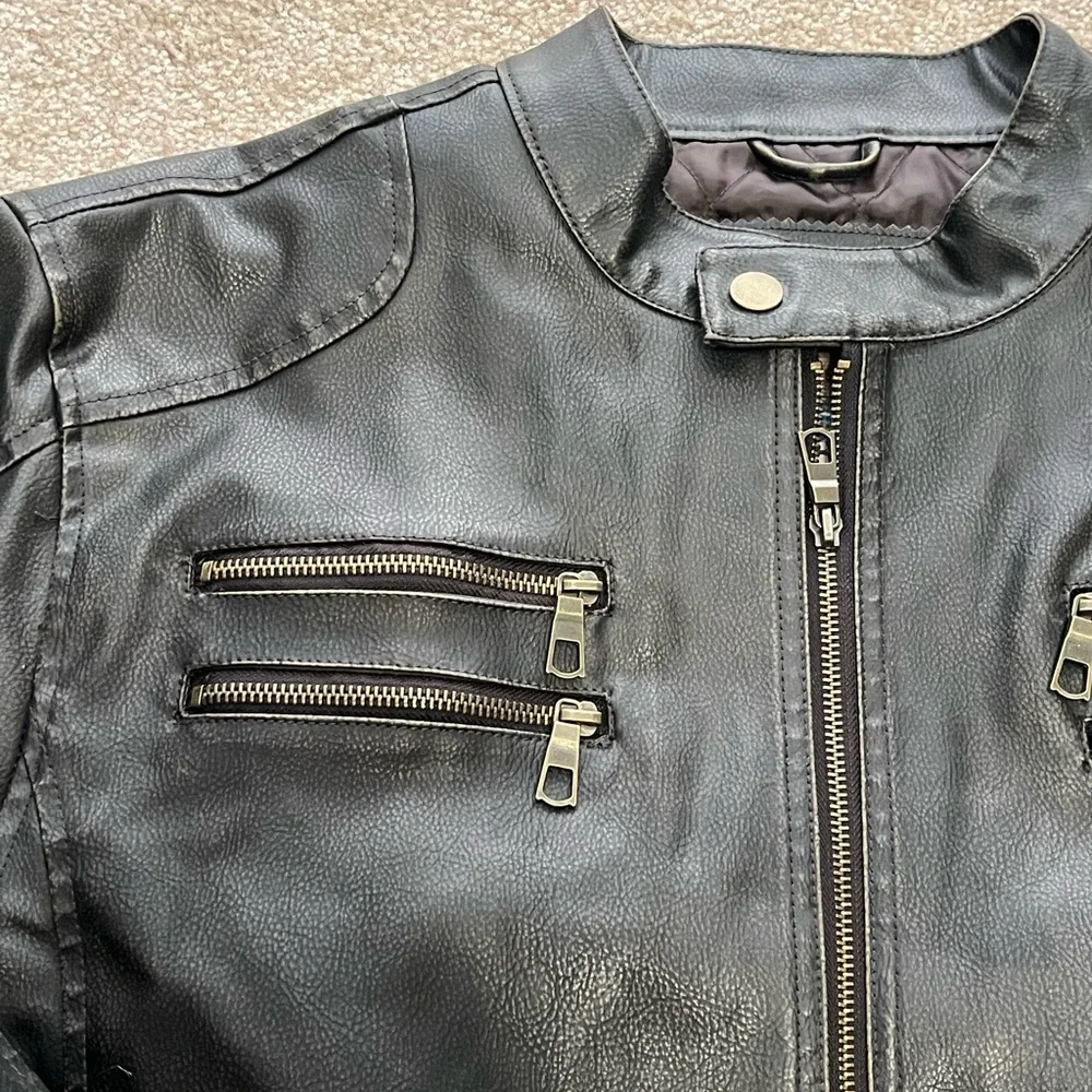 Vintage brown “pleather” jacket Lg - Picture 8 of 14